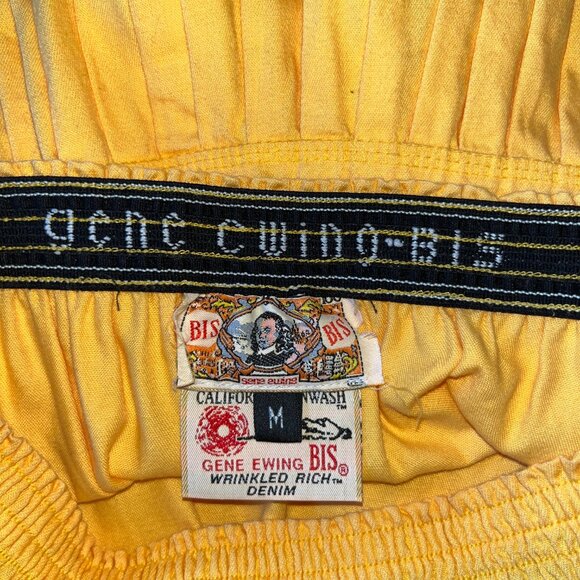 VINTAGE GENE EWING BIS SUNNY YELLOW PULL ON COTTAGECORE 100% COTTON MAXI SKIRT M - Picture 7 of 13